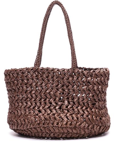 THE ROW ester Raffia Braid Tote Bag Brown