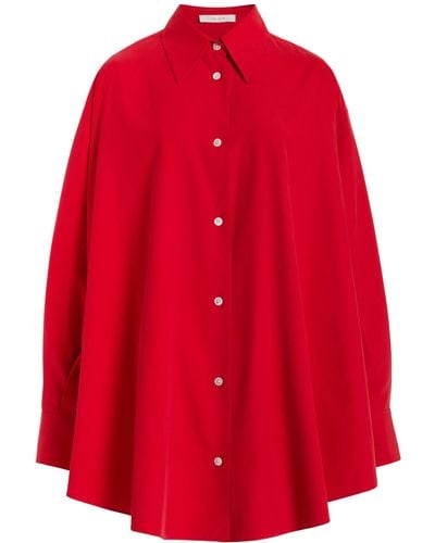 The Row Andra Oversized Silk Shirt - Red