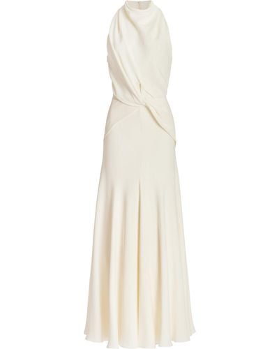 Brandon Maxwell The Valerie Draped Silk Maxi Dress - White