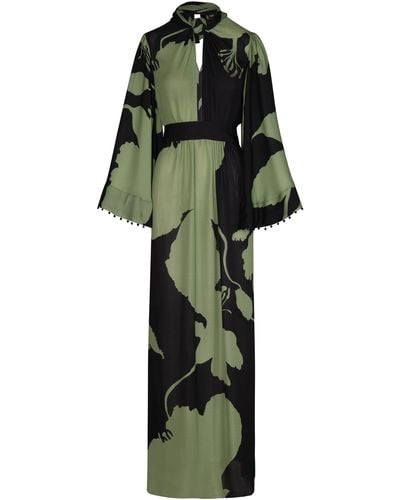 Johanna Ortiz Earthy Elegance Silk Maxi Dress - Green
