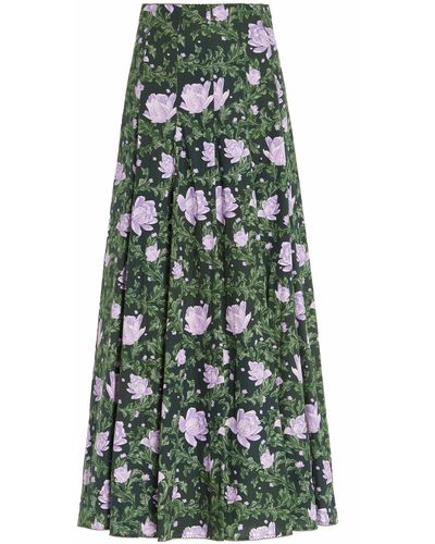 Agua Bendita Exclusive Mimosa Floral Cotton Maxi Skirt - Multicolor