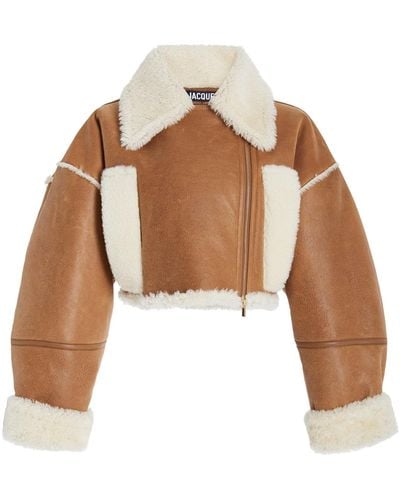 Jacquemus Cropped Shearling-lined Leather Jacket - Multicolour