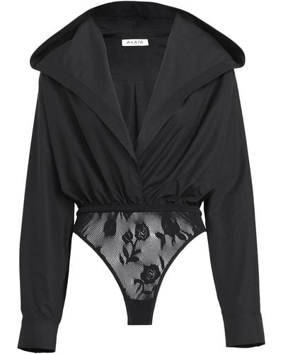 Alaïa Hooded Nylon-cotton Bodysuit - Black