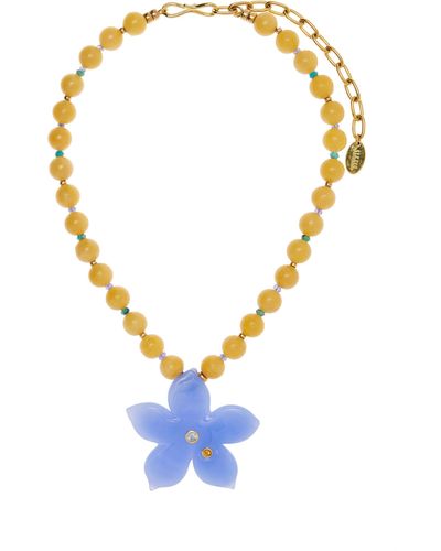 Lizzie Fortunato Vinca Flower Necklace - Blue