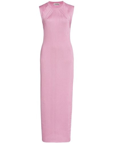 Jil Sander Pleated Sleeveless Maxi Dress - Pink