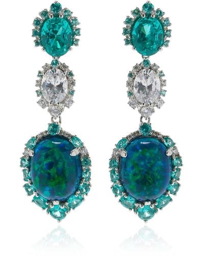 Anabela Chan Ocean 18k White Gold, Rhodium Vermeil Opal, Tourmaline, And Diamond Earrings - Blue
