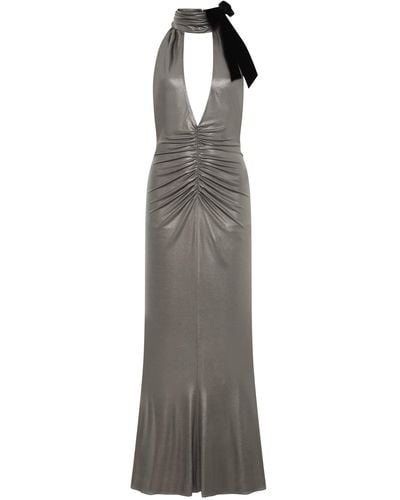 Alessandra Rich Jersey Maxi Evening Dress - Gray