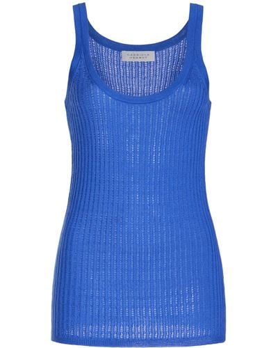 Gabriela Hearst Nevin Pointelle-knit Cashmere-silk Tank Top - Blue
