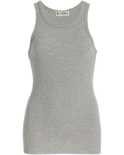 ÉTERNE High-neck Fitted Jersey Tank Top - Grey
