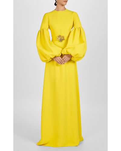 Andrew Gn Belted Maxi Dress - Yellow