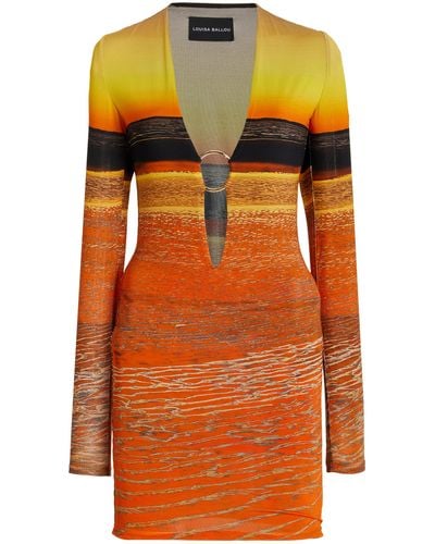 Louisa Ballou Exclusive Helios Ring-detailed Jersey Mini Dress - Orange