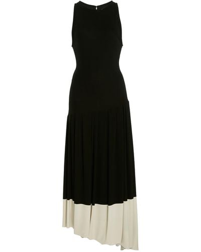 Victoria Beckham Draped Jersey Midi Dress - Black