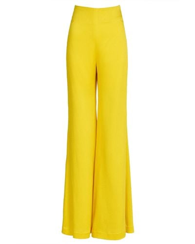 Silvia Tcherassi Palermo Tailored Satin Wide-leg Pants - Yellow