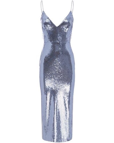 Alex Perry Sequined Satin-crepe Midi Dress - Blue