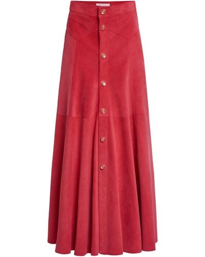 Chloé Suede Midi Skirt - Red