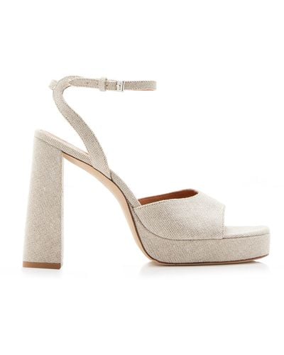 STAUD Solange Linen Platform Sandals - White