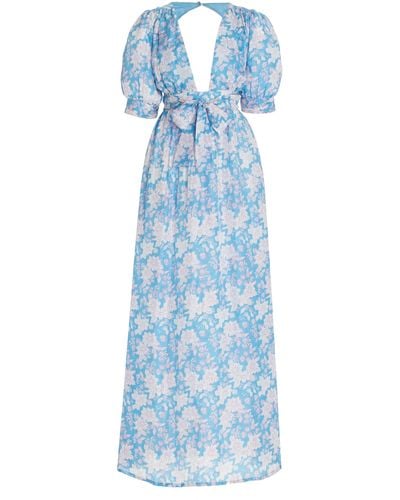 Hannah Artwear Surya Floral Silk Maxi Dress - Blue