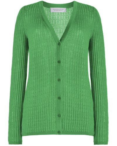 Gabriela Hearst Emma Pointelle-knit Cashmere-silk Cardigan - Green