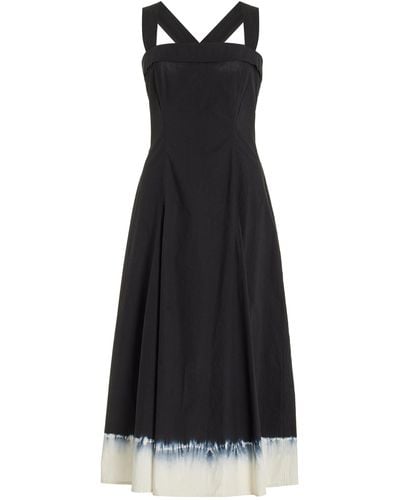 Proenza Schouler Edie Tie-dyed Cotton Poplin Midi Dress - Black