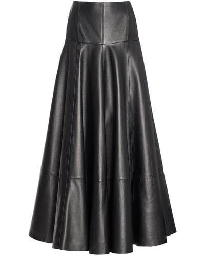 Brandon Maxwell The Skyla Leather Maxi Skirt - Black
