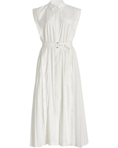 Acler Alcott Button-detailed Pleated Cotton Midi Shirt Dress - White