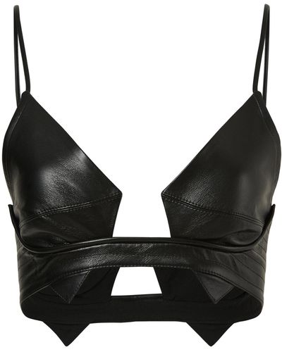 AYA MUSE Lavalle Faux-leather Bra Top - Black