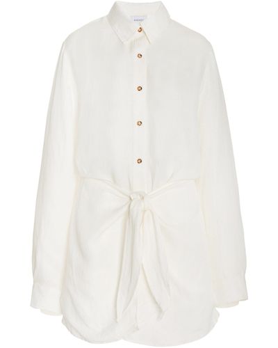 Anemos The L.a. Linen-blend Mini Wrap Shirt Dress - White