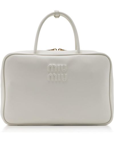 Miu Miu Leather Top Handle Bag - Gray