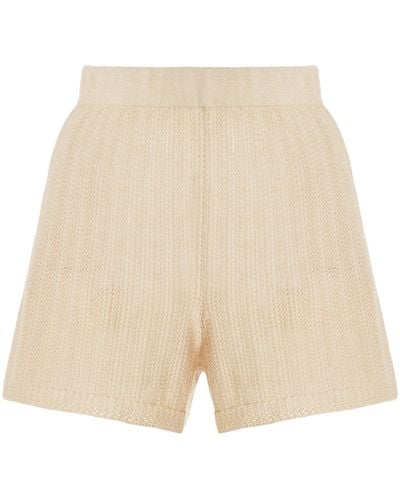 Posse Exclusive Dylan Ribbed Knit Cotton-blend Shorts - Natural