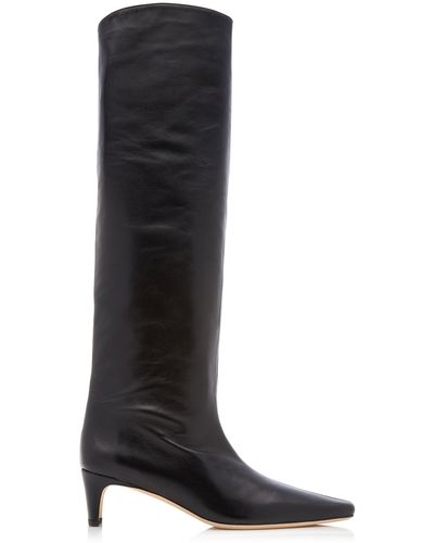 STAUD Wally Tall Leather Boots - Black