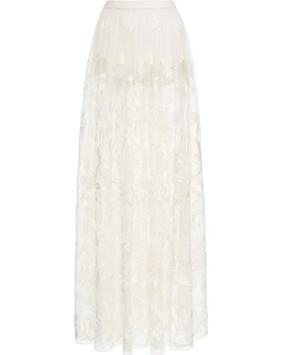 Zuhair Murad High-rise Floral-embellished Skirt - White