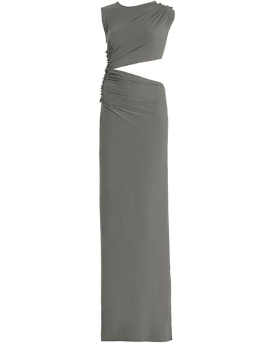 Atlein Cutout Jersey Maxi Dress - Grey