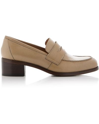 The Row Vera Leather Loafers - Natural
