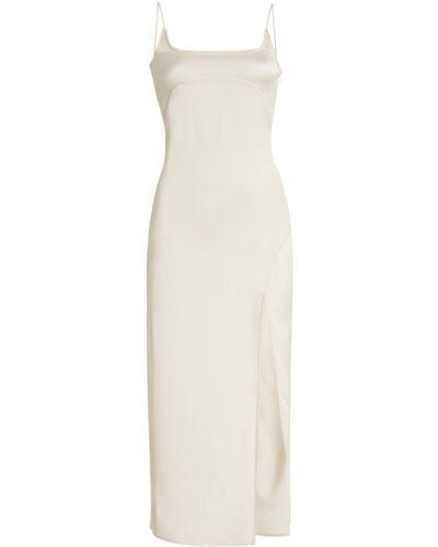 Jacquemus Notte Satin Midi Slip Dress - White
