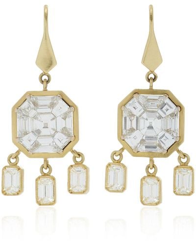 Sylva & Cie Mosaic 18k Yellow Gold Diamond Earrings - Metallic