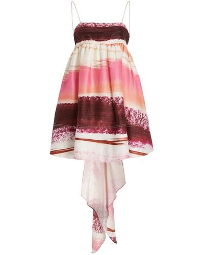 Aje. Kasbah Striped Linen-blend Mini Dress - Pink