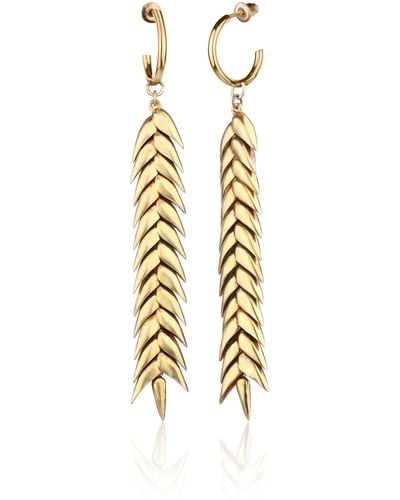 Bevza Spikelet Long 14k Gold-plated Brass Earrings - Metallic