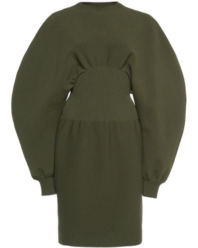 Bottega Veneta Wool Knit Mini Dress - Green
