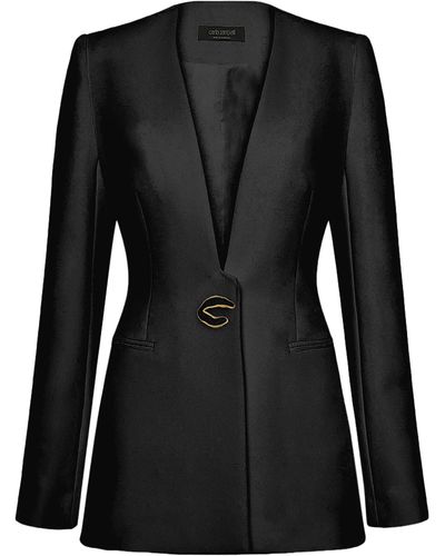 Carla Zampatti Black C Spot Fiore Brooch (Print)
