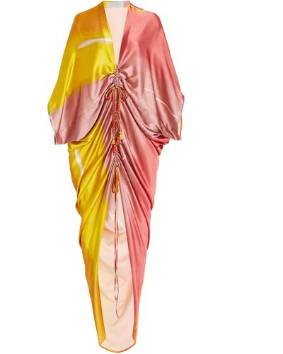 Silvia Tcherassi Cloister Gathered Stretch-silk Maxi Dress - Multicolour