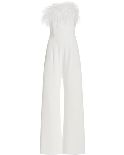 16Arlington Taree Feather-trimmed Jumpsuit - White