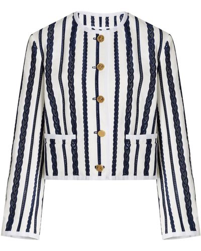 Thom Browne Embroidered Cotton-twill Jacket - Black