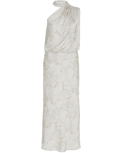Matériel One-shoulder Marble-print Satin Midi Dress - Multicolour
