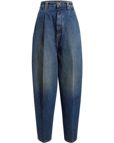 Khaite Ashford Pleated Tapered Jeans - Blue