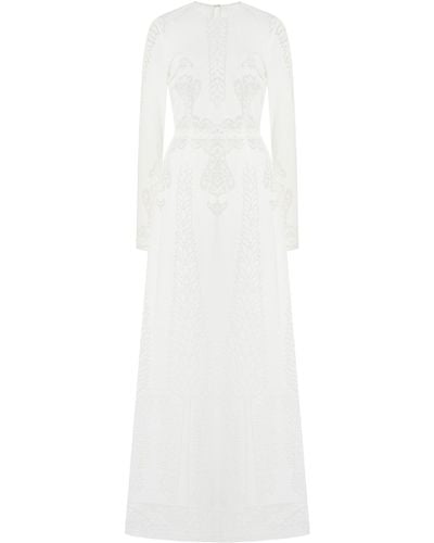 Giambattista Valli Patterned Cotton-blend Knit Maxi Dress - White