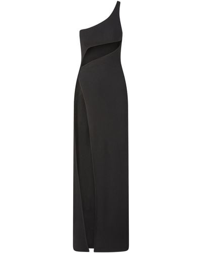 Brandon Maxwell Cutout Ribbed-knit One-shoulder Gown - Black