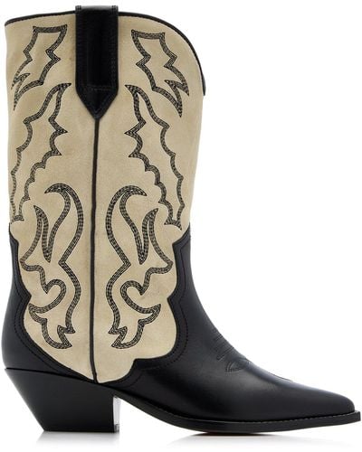 Isabel Marant Duerto Leather Western Boots - Natural
