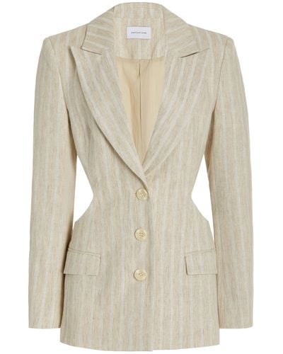 Significant Other Zola Striped Linen-blend Blazer - Natural