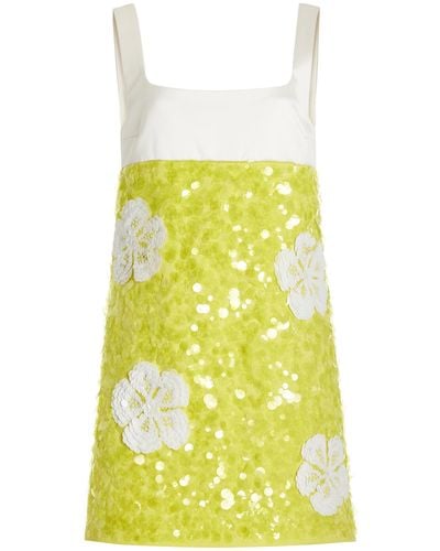 DES_PHEMMES Exclusive Sequined Satin Mini Dress - Yellow