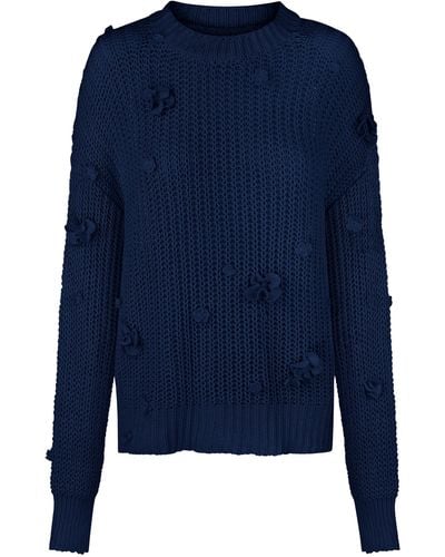Anna October Shelly Flower-embellished Organic Cotton Sweater - Blue